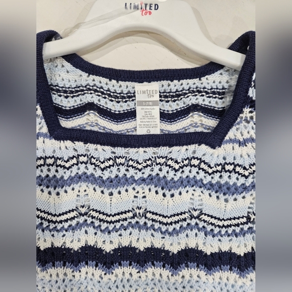 Limited too, Blue & white, girls knit crop top. New with tags. Y2K vibes. - Picture 6 of 9